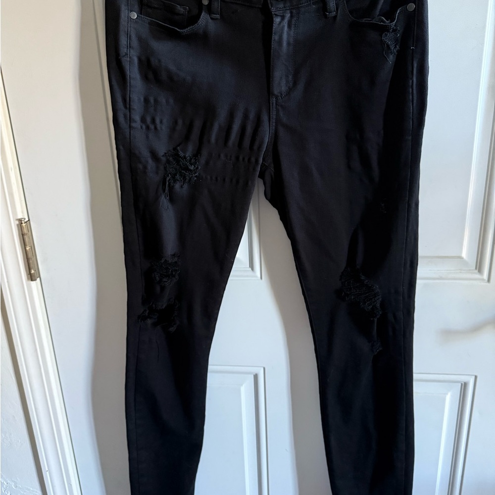 PAIGE Black Ripped Denim Jeans